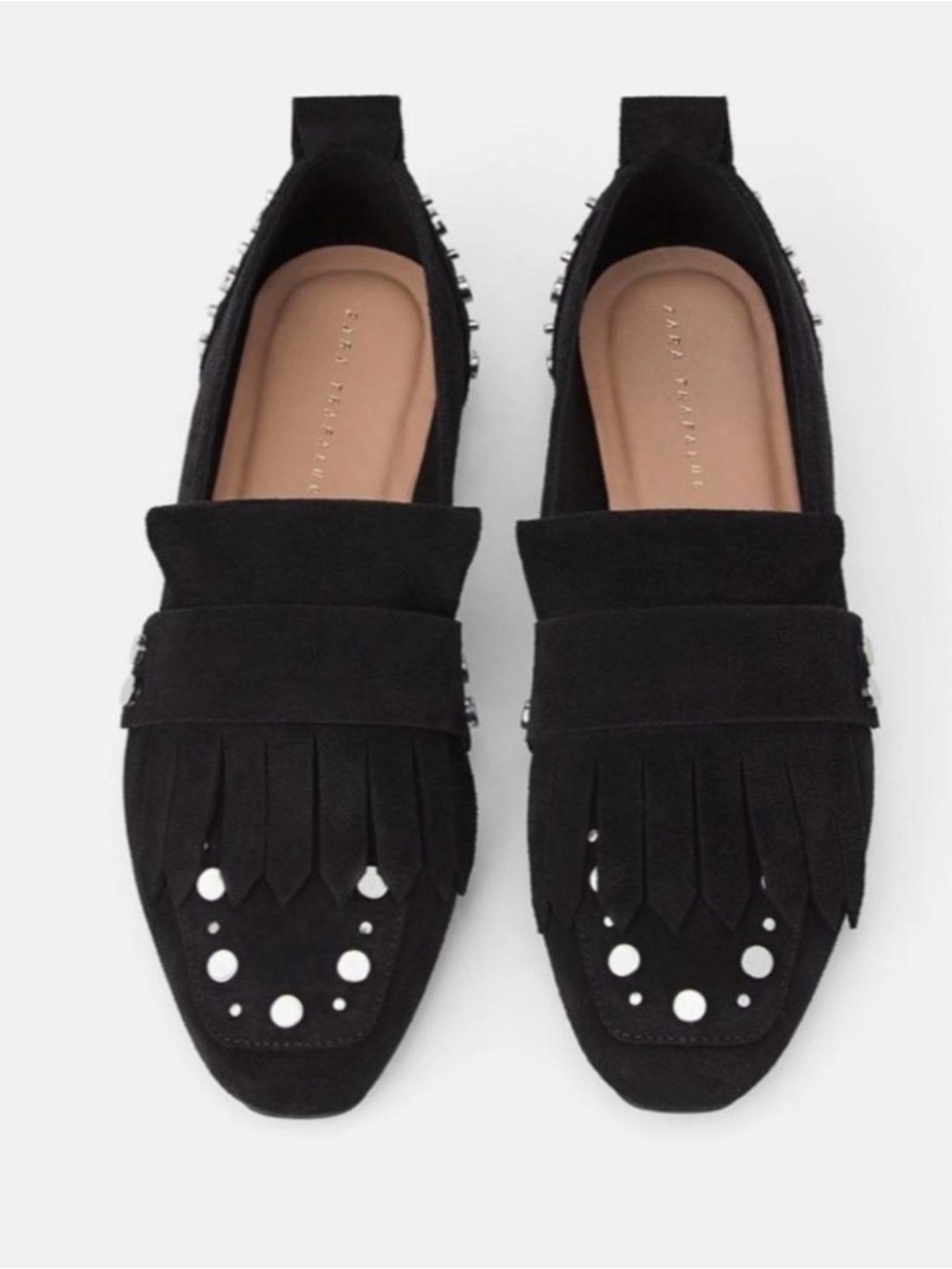 Zara Suede Studded Loafers
